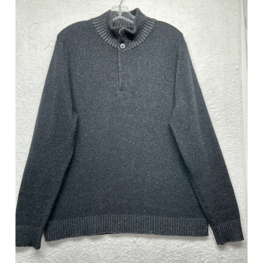 Neiman Marcus Mens Size L Black Long Sleeve Cashmere 1/4 Zip Sweater (J12)